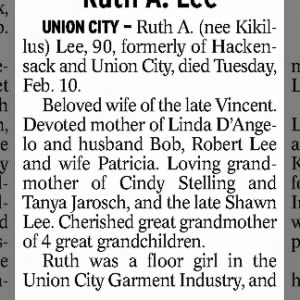 Obituary for Ruth A. Lee