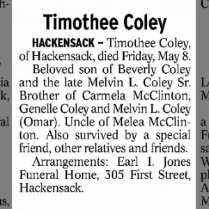 Timothee Coley Obituary