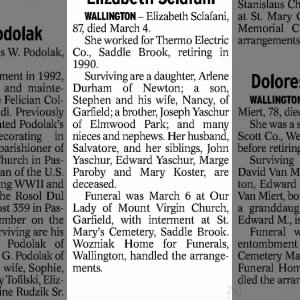 Obituary for Elizabeth Sclafani