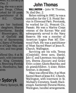 Obituary for John W. Thomas