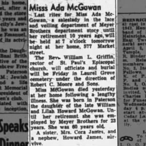 Obituary for Ada McGowan