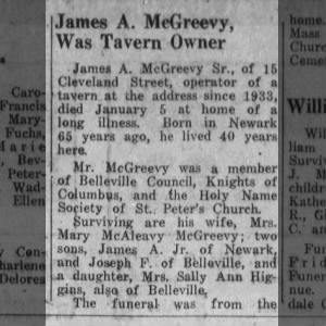 Obituary for James A. McGreevy Sr.