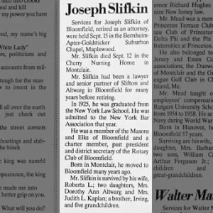 Obituary for Joseph Slifkin